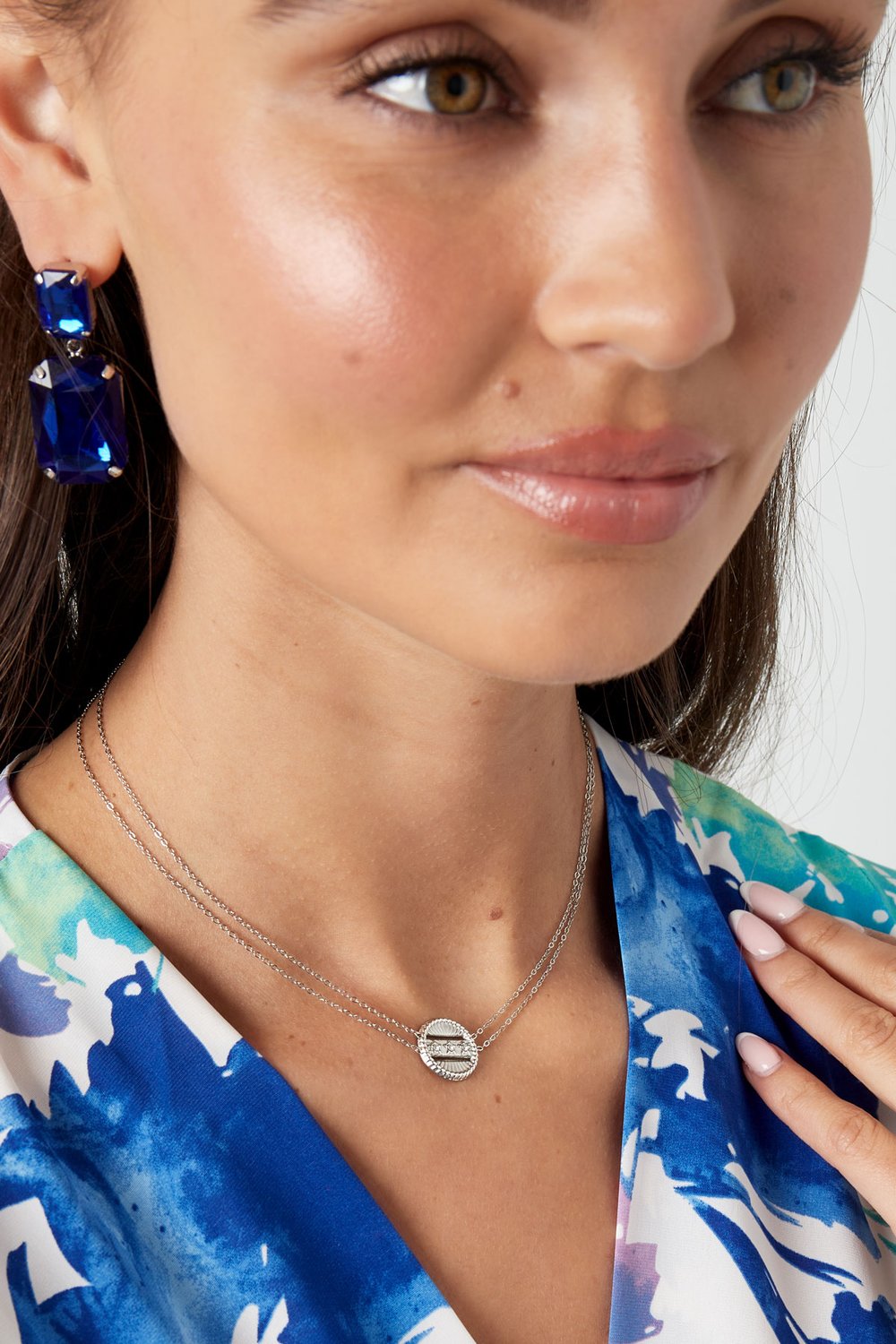 Doppelte Halskette mit Münze – goldfarbener Edelstahl h5Bild4